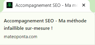 Balise title de mon site, sur la page "Accompagnement SEO"