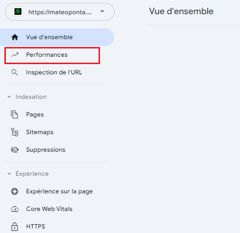 "Rapport de performances" sur la Google Search Console