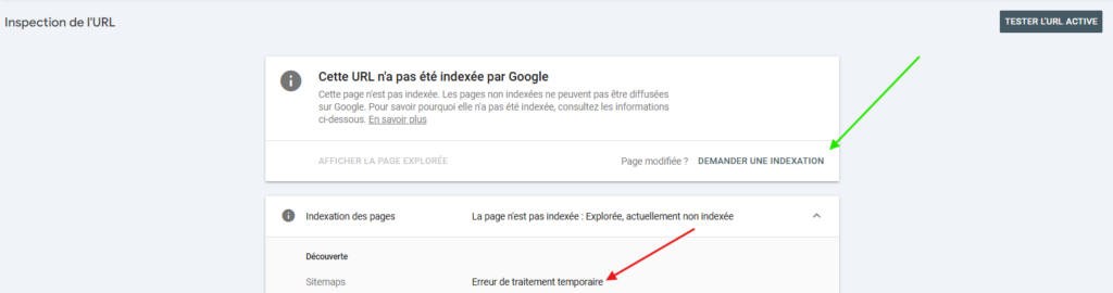 Demander l'indexation à la Google Search Console